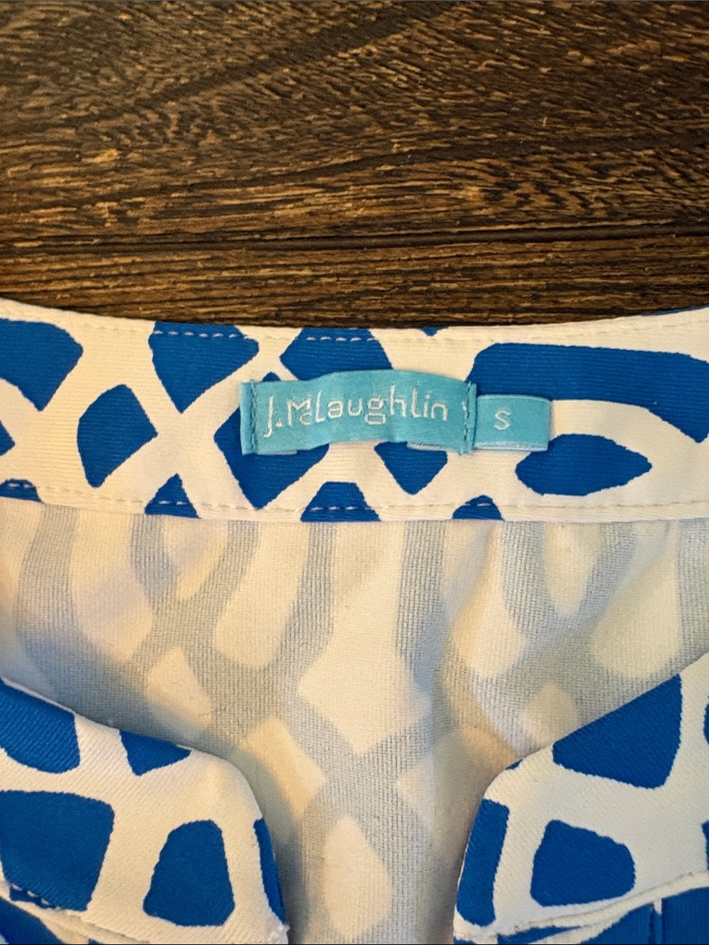 J. McLaughlin Lola Dress Blue White Geometric Print Catalina Cloth Small - Picture 5 of 7